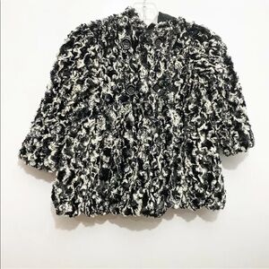 Corky & Company Faux Fur Swing Coat Black White